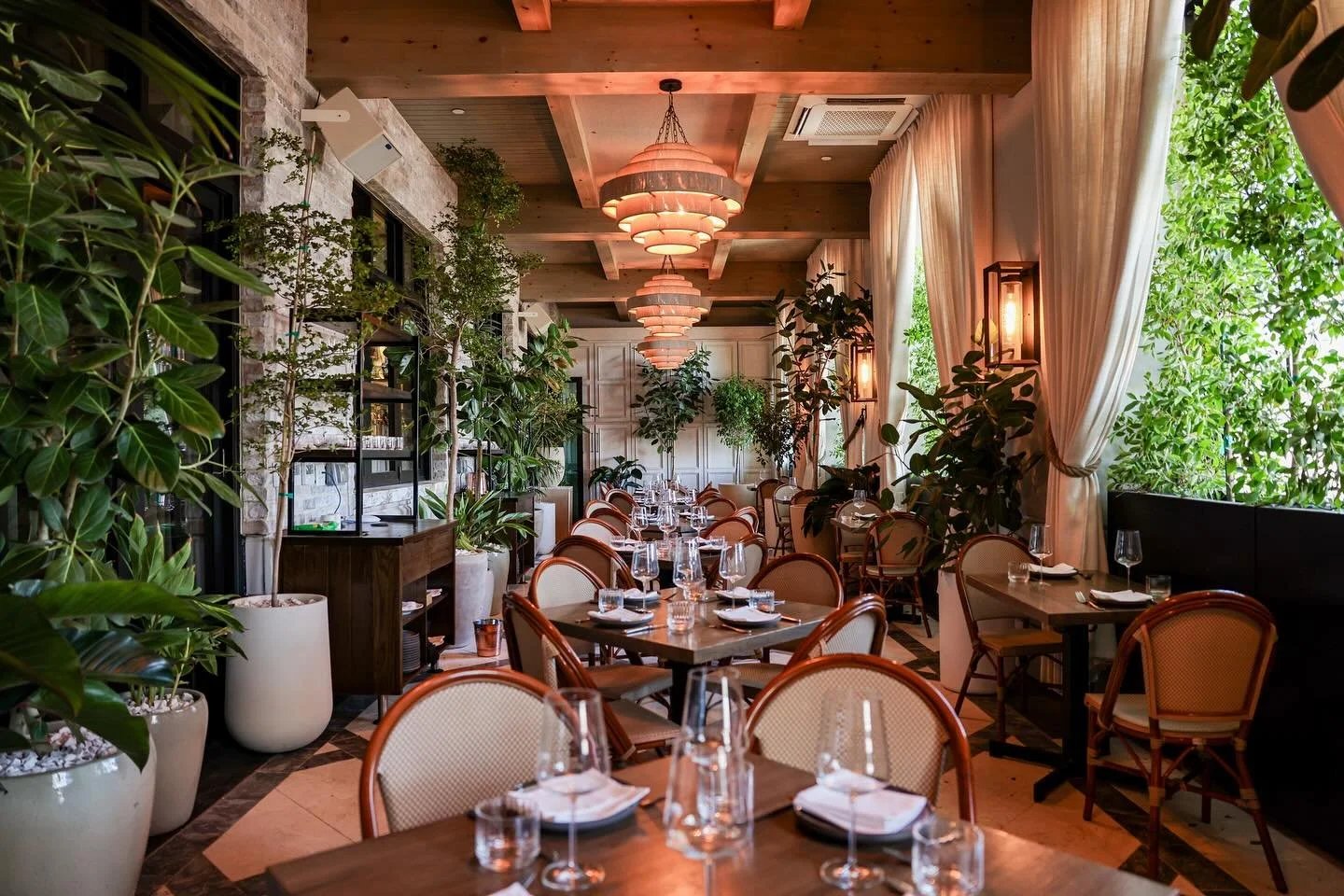 Lush planted restaurant interior by Chloe + Mint