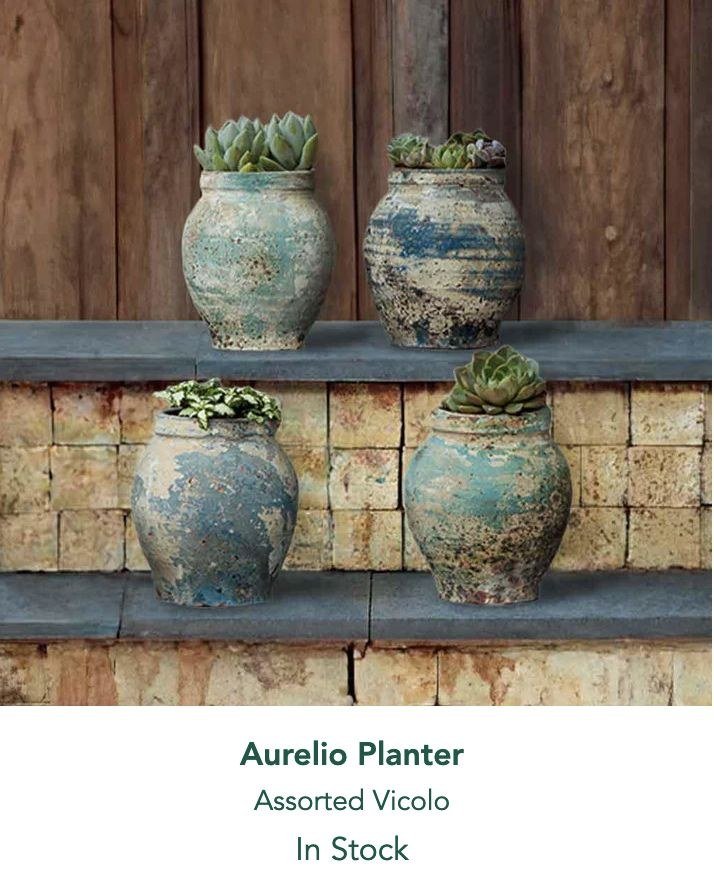 Aurelio verdigris planters