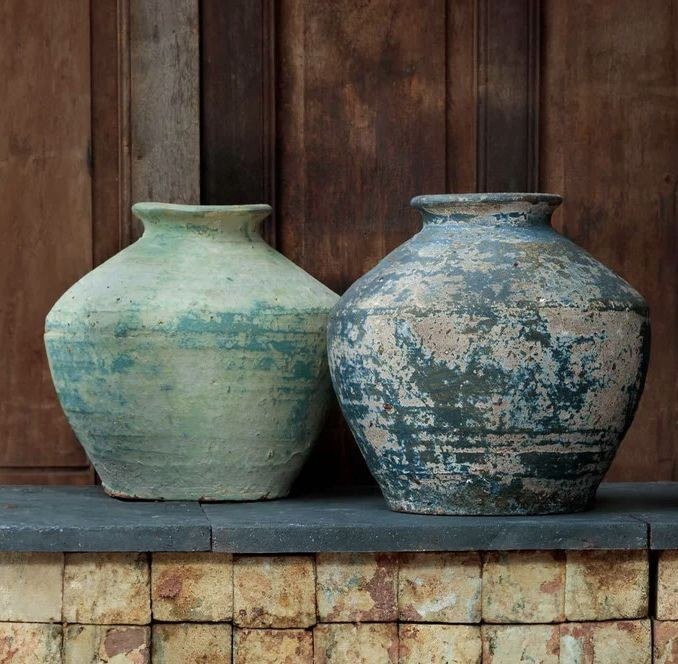 Blue-green aged jars